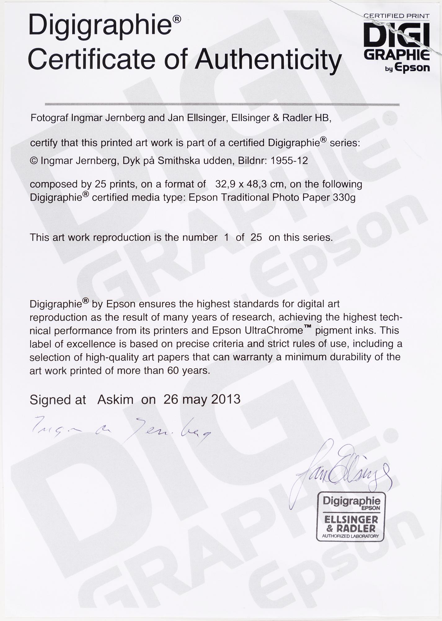 INGMAR JERNBERG & JAN ELLINGER, digiprint, signed and numbered 1/25.