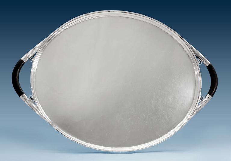 A Georg Jensen 830/1000 silver tray, Copenhagen 1919, design nr 251,