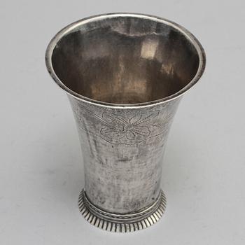 BÄGARE, silver, Johan Fredrik Hollman, Skänninge, 1796. Vikt 50 g.