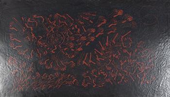 A brass and enameled coffee table, 1970's signed Bror Marklund.