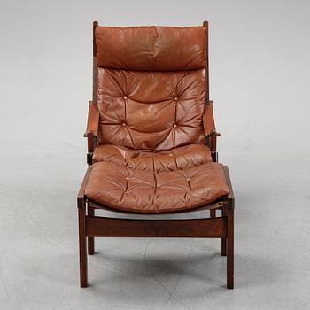 Torbjørn Afdal, a 'Hunter' leather easy chair and ottoman, Bruksbo, Norway, 1960's/70's.