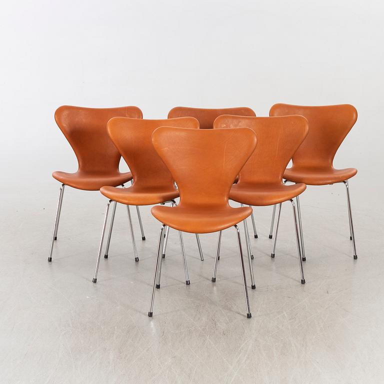 ARNE JACOBSEN, stolar 6 st "Sjuan för Fritz Hansen Danmark.