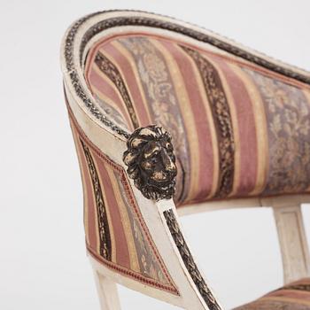 Karmstolar, ett par, Stockholmsarbeten, 1700-talets slut, Sengustavianska.