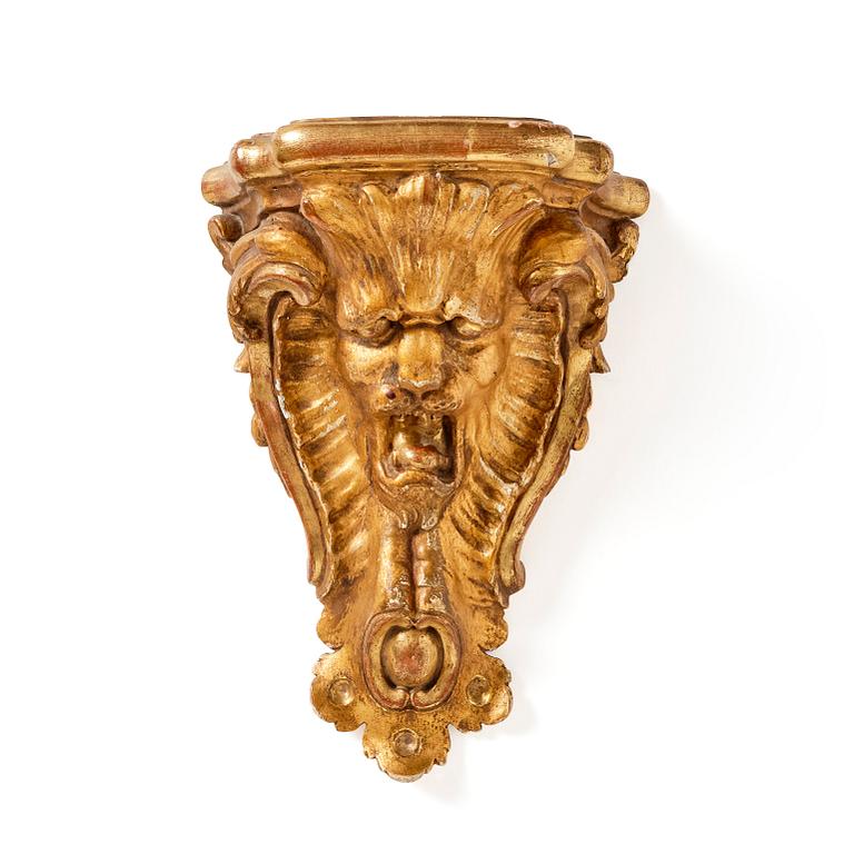A Swedish rococo giltwood console in the manner of C. Hårleman, Stockholm mid 18th century.