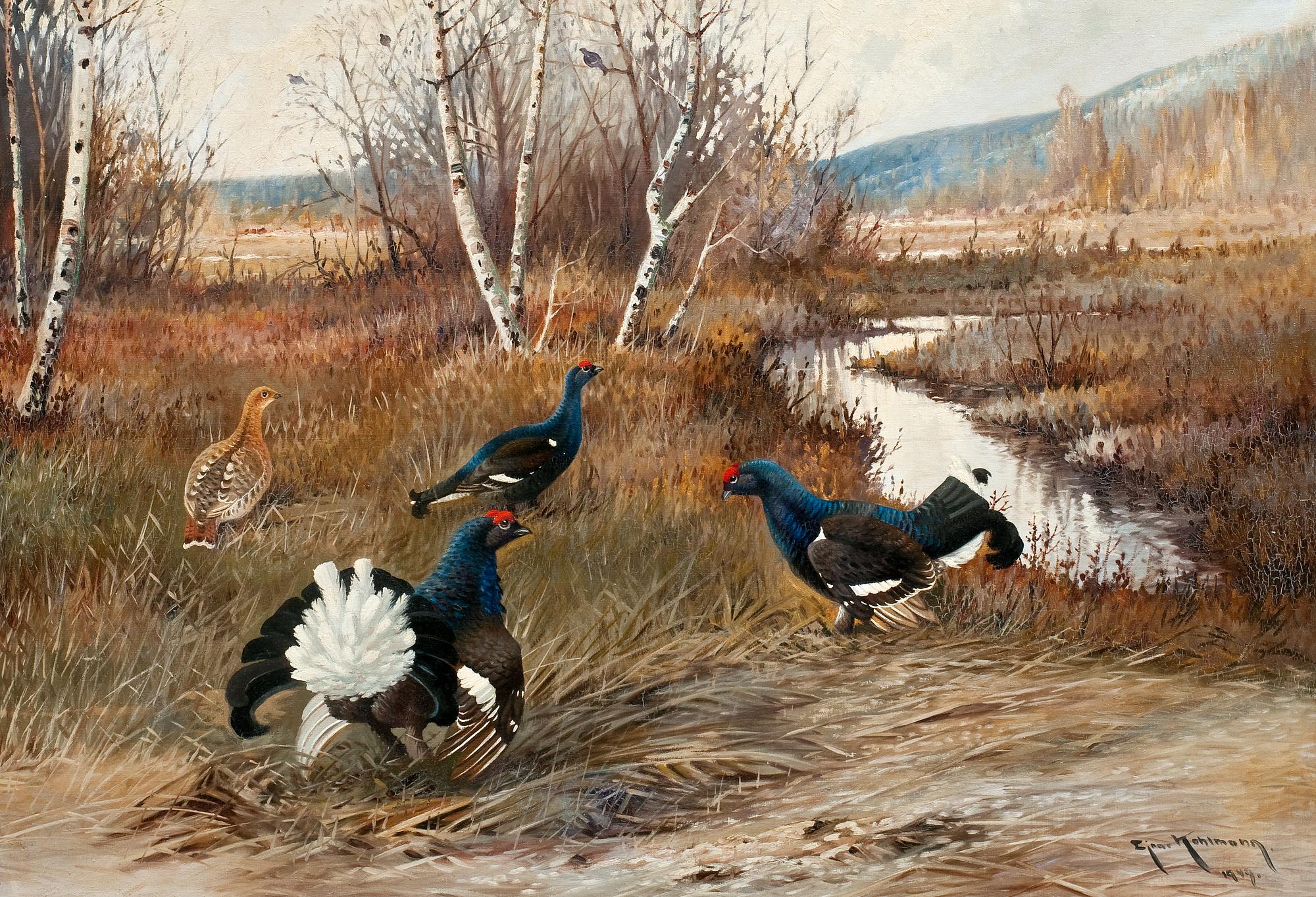 Ejnar Kohlmann, AUTUMN LANDSCAPE WITH BIRDS.