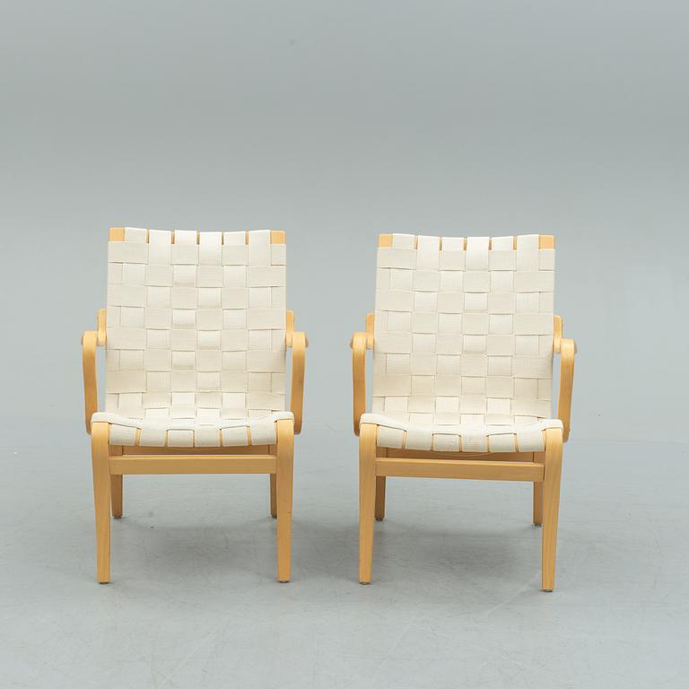 A pair of second half of the 20th century 'Mina' armchairs by Bruno Mathsson.