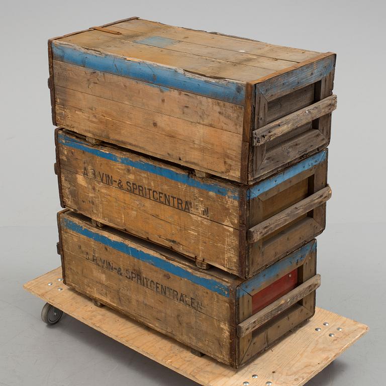 Three mid 1900s wooden boxes.