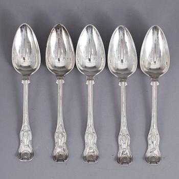MATSKEDAR, 5+3, silver, modell Engelsk snäck, bla Anders Wedin, Söderhamn, 1864-74. Tot ca 466 gram.