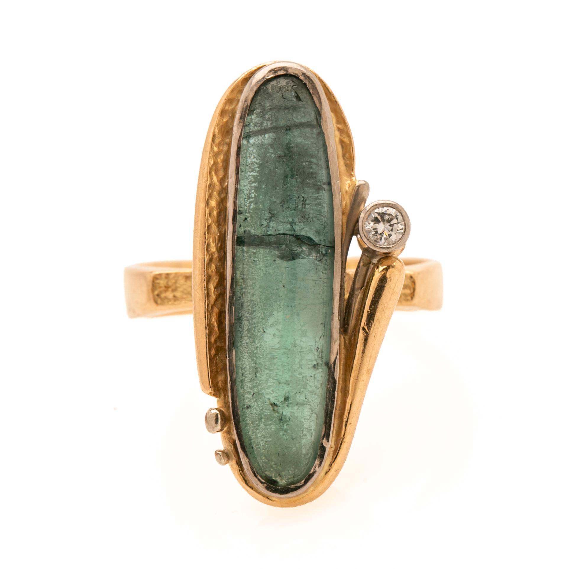 Ring, 18k med turmalin och briljant, Anders Molin Ädelsmedja, 1991.
