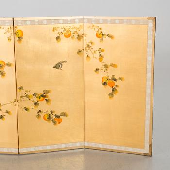 A JAPANESE FOUR PANEL SILK SCREEN, 20th century.