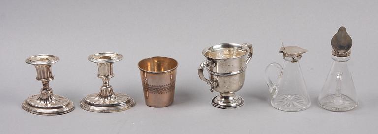 PARTI SILVER, 6 delar, bl a Ellis Jacob Greenberg, William Hutton & Sons Ltd, Birmingham, England samt Stockholm, 1868-1925.