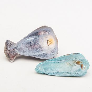 Kjell Engman, skulpturer 4 st "Bird" Kosta Boda glas sent 1900-tal.