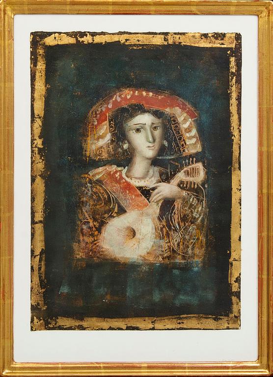 Mersad Berber, mixed media on paper, signed.