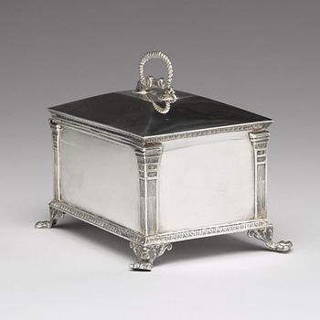 A Swedish 19th century silver sugar-casket, mark of Gustaf Mollenborg, Stockholm 1827.