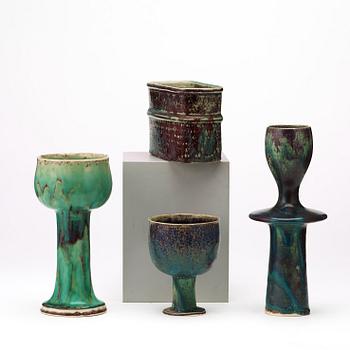 Stig Lindberg, a set of four stoneware vases, Gustavsberg studio 1971-72.