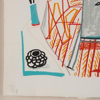 David Hockney, "Pembroke Studio with Blue Chairs and Lamp" from: "Moving Focus".