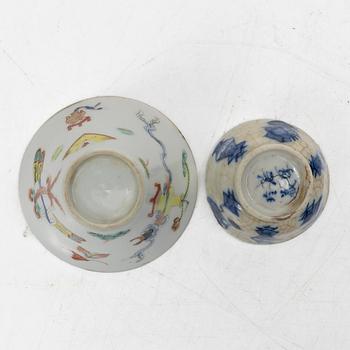 Koppar, 4 st, porslin, Kina, 1800-1900-tal.