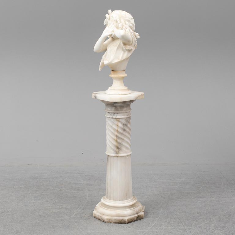 UNKNOWN ARTIST 19TH/20TH CENTURY, sculpture and pedestal. Unsigned. Marble and alabaster.
