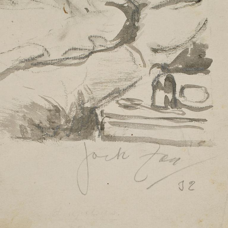 JOHAN HELMER ZACKRISSON, "JACK ZAN", teckningar 5 stycken. Signerade.