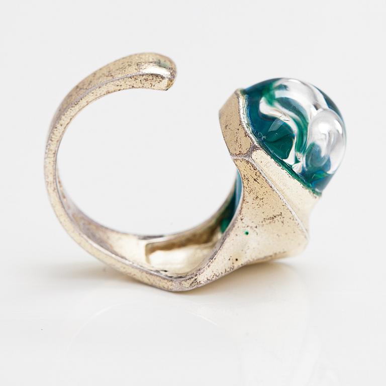 Björn Weckström, "Ara", a sterling silver and acrylic ring. Lapponia 2000.