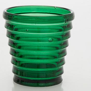 Aino Aalto, drinking glasses, 4 pcs, model 4052, and plate 'Bölgeblick', Karhula Glassworks, 1930s.