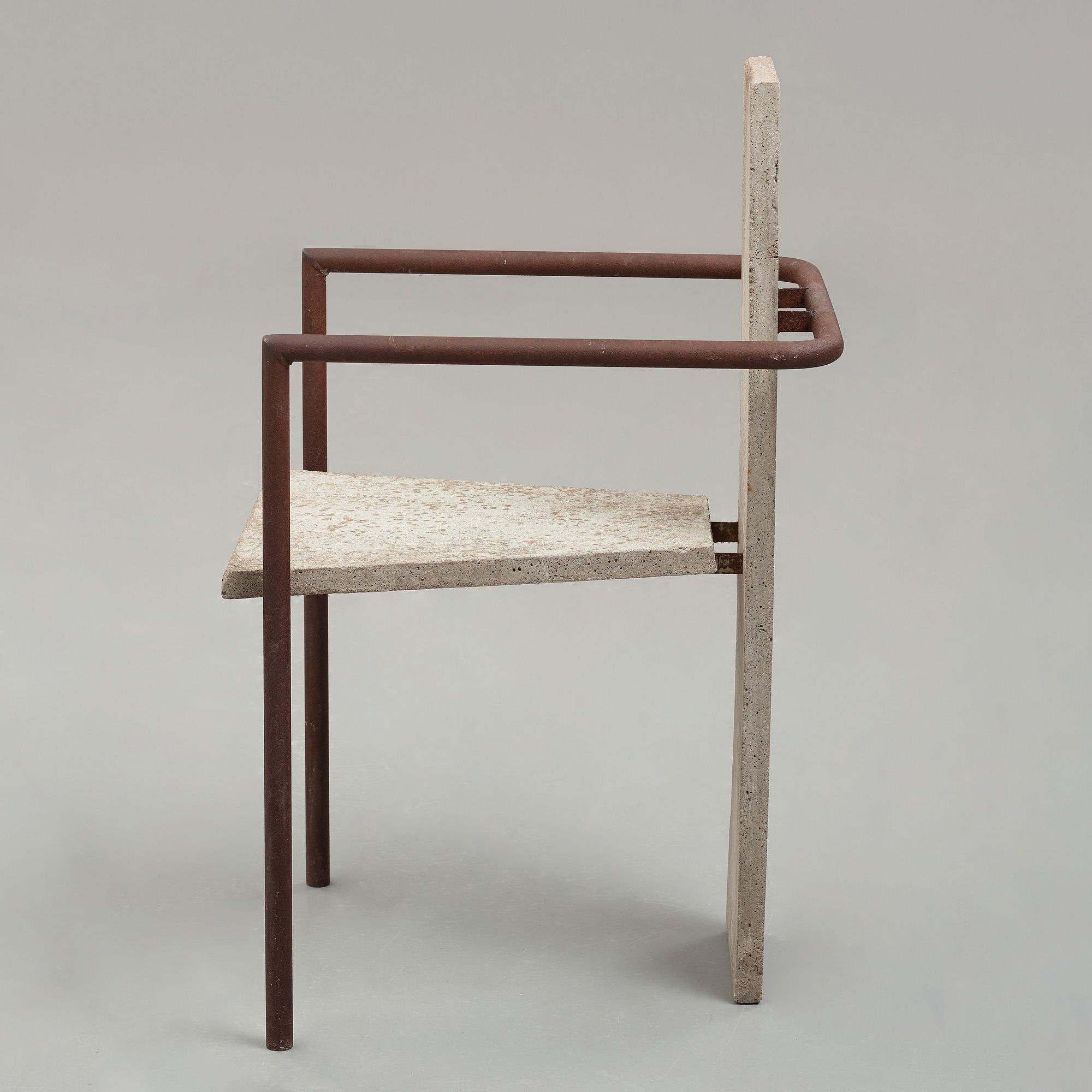 Jonas Bohlin, a "Concrete" armchair, Källemo, Värnamo, Sweden 1981.