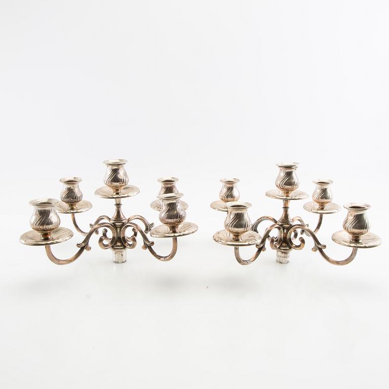 Kandelaberarmar et par silver troligen ab Hugo gryn & Co Stockholm 1900-talets början.