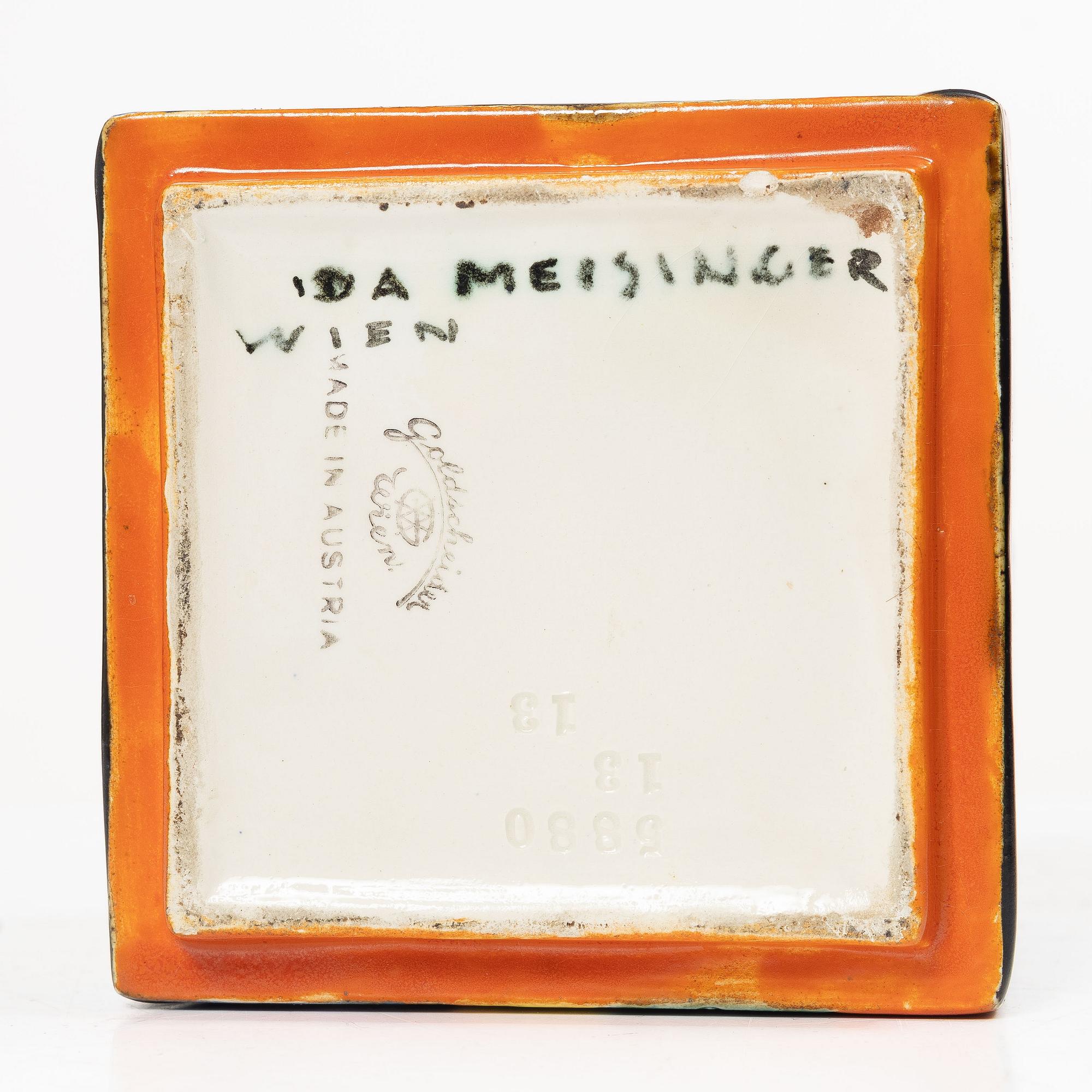 Ida Meisinger, a jar with lid, Goldscheider, Vienna, Austria.