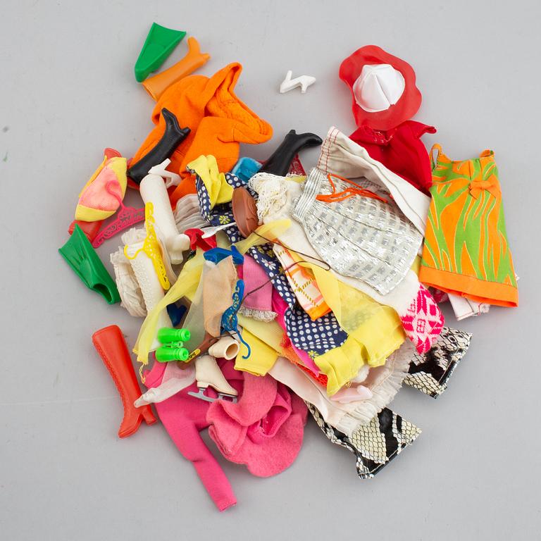 Four Barbiedolls with accessories, Mattel, 1960's-70's.