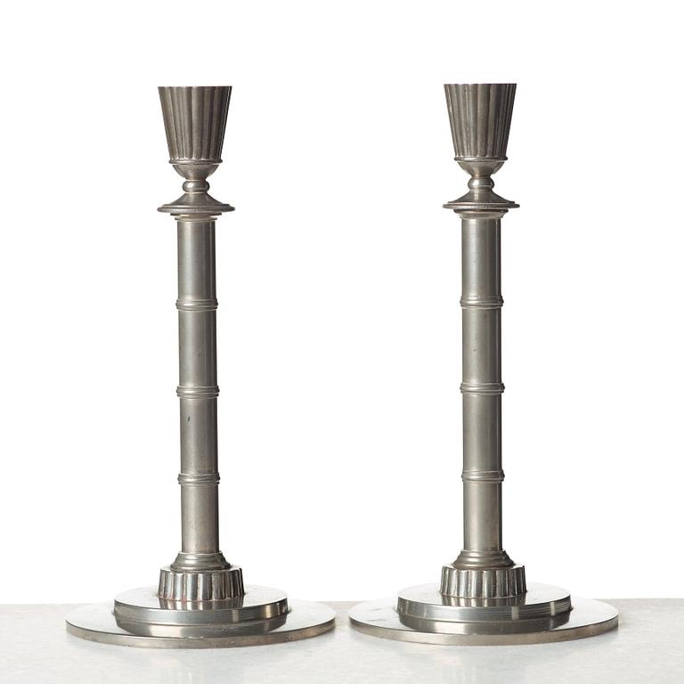 Erik Fleming, a pair of pewter candlesticks, Norrahammar, Sweden 1930.