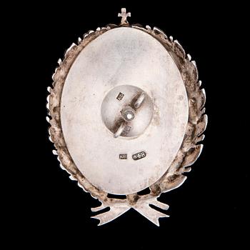 HEDERSMÄRKE, Kejsar Nikolajs militärakademi, silver, stämplad AB, 84, S:t Petersburg.