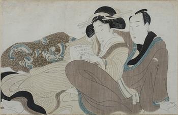 OKÄND KONSTNÄR, träsnitt, möjligen Yeisen, Japan.