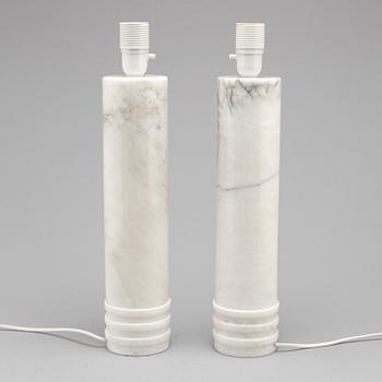 A pair of alabaster table lights, Italy, 1960's.