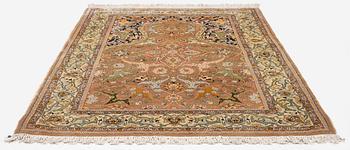 A semi-antique Hereke souf, silk and metal thread rug, West Anatolia, c. 163 x 103 cm.