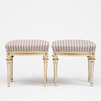 A pair of Gustavian stools attributed to E. Öhrmark (master in Stockholm 1777-1813).