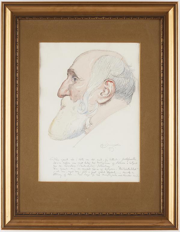 CARL LARSSON, watercolour and pencil, signed C.L. and dated 1915. "Gammal man med skägg".