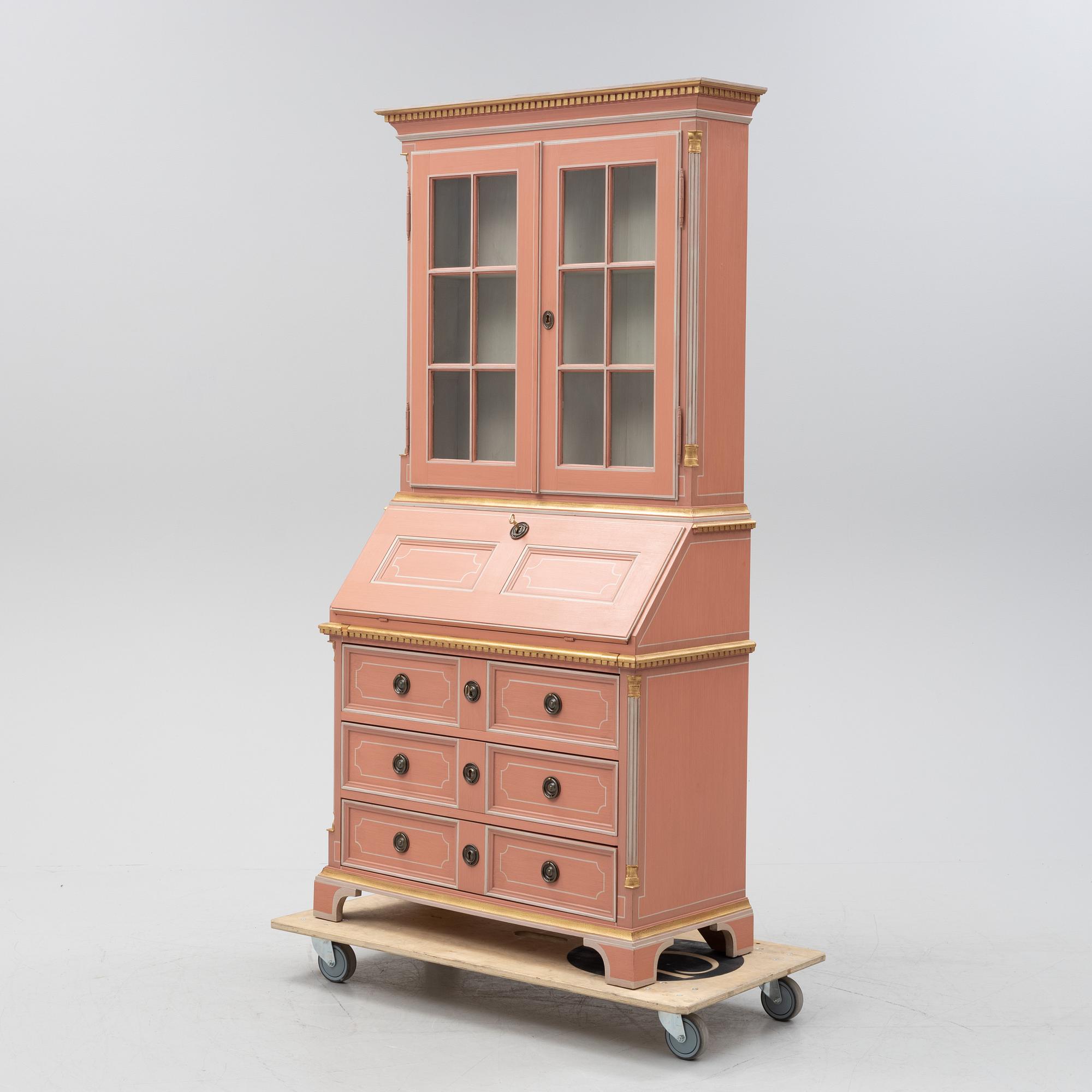 A Gustavian style writing cabinet, end of the 20th Century.
