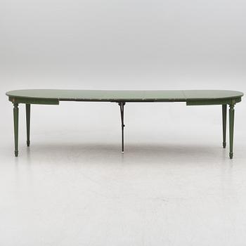 A Gustavian dining table with 8 chairs, Åmells, second half of the 20th century.