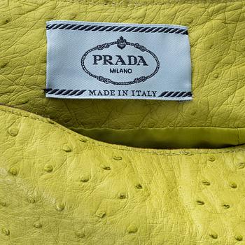 Prada, A green ostrich leather skirt, size 42.