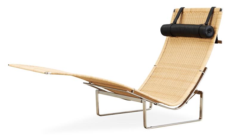 A Poul Kjaerholm 'PK-24' steel and rattan 'Hammock chair', Fritz Hansen, Denmark.