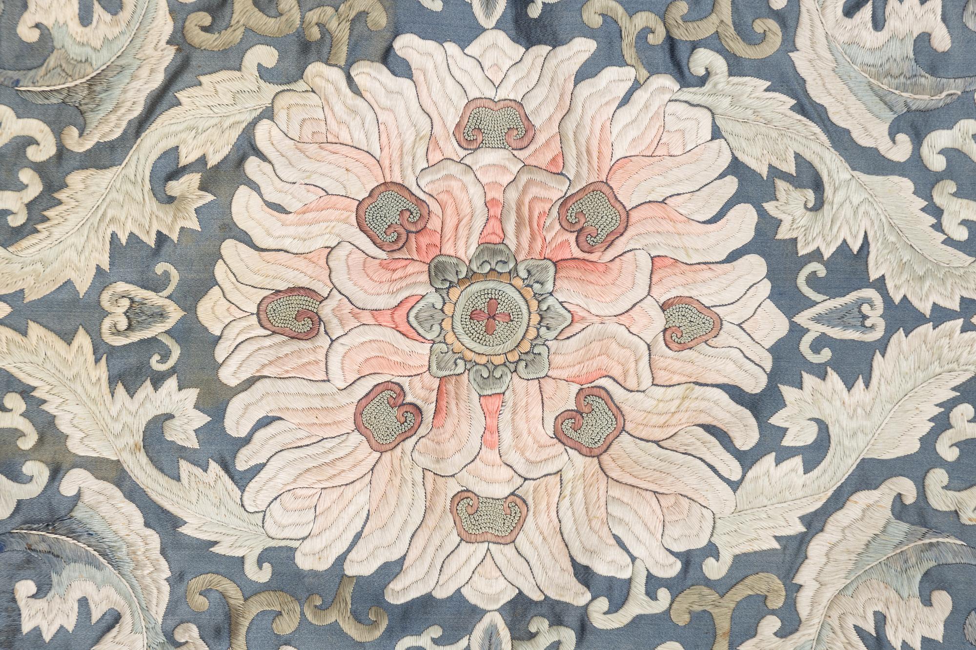 A Chinese silk embroidery, late Qing dynasty.