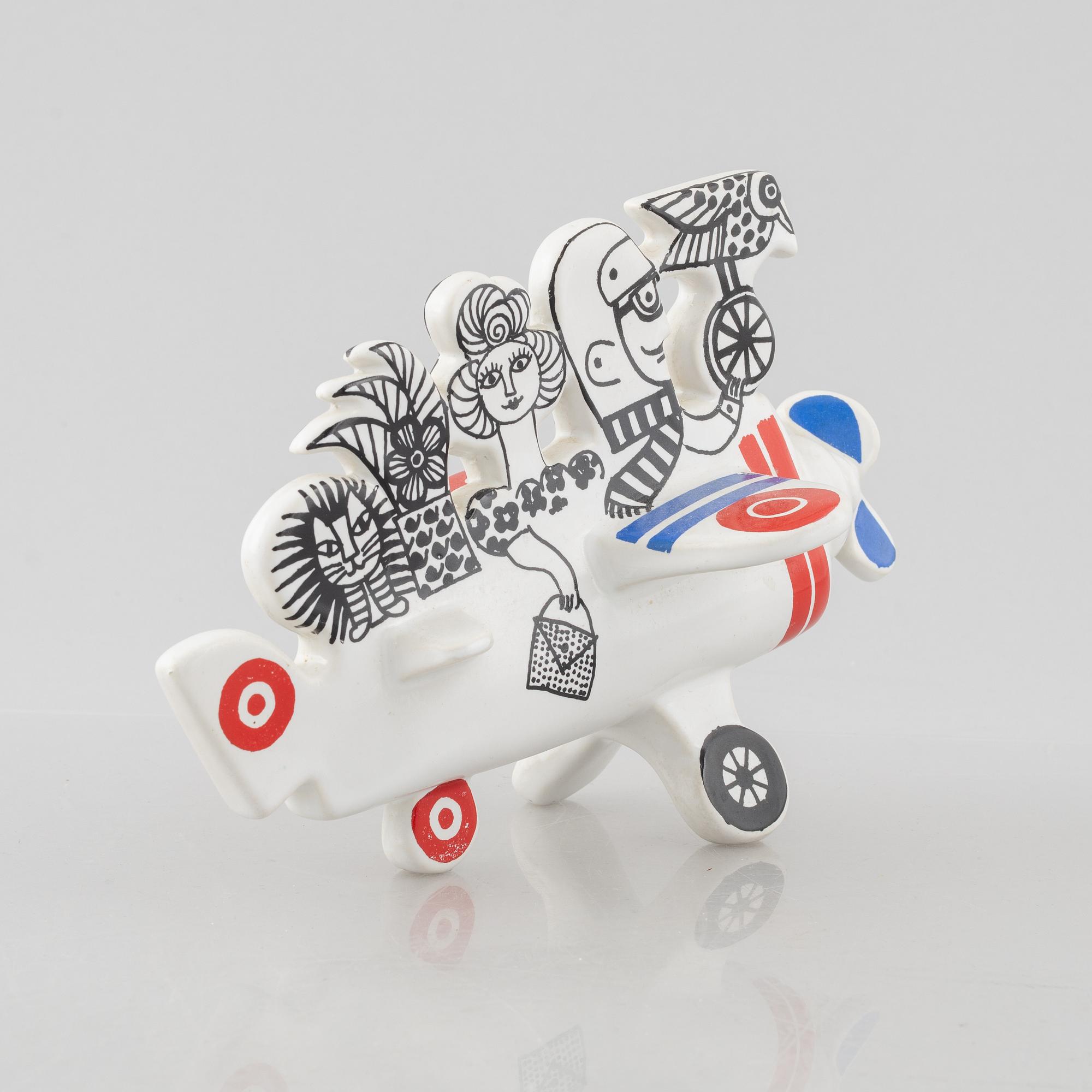 Lisa Larson, figurin, stengods, "Flygplan", ur serien "Traffic", Gustavsberg 1971-73.