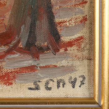 JAN SIGFRID ALFONS CARLSSON, olja på duk uppklistrad på pannå, monogramsignerad och daterad-47.
