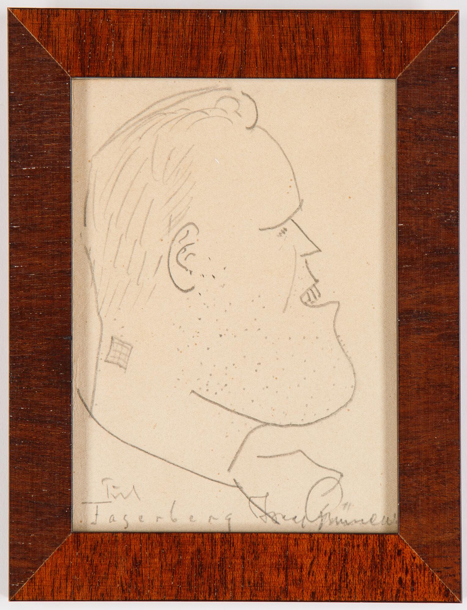 Isaac Grünewald, pencil drawing, signed.