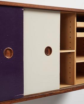 Finn Juhl, a rare wall mounted palisander sideboard, Bovirke, Denmark 1950s.