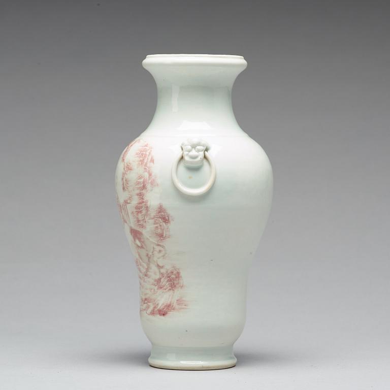 A copper red baluster vase, Qing dynasty (1644-1912), with Qianlong mark.