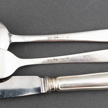 An 80 pcs Swedish "Chippendale" silver flatware service, maker's mark GAB, Stockholm, 1970s.