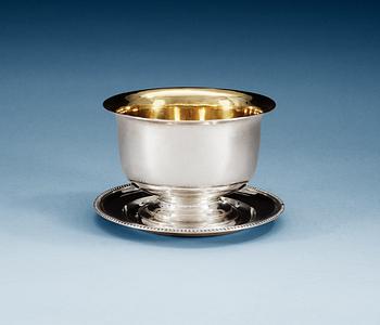 747. A Swedish 19th century parcel-gilt sauce-bowl, makers mark of Johan Fredrik Björnstedt, Stockholm 1825 and 1826.