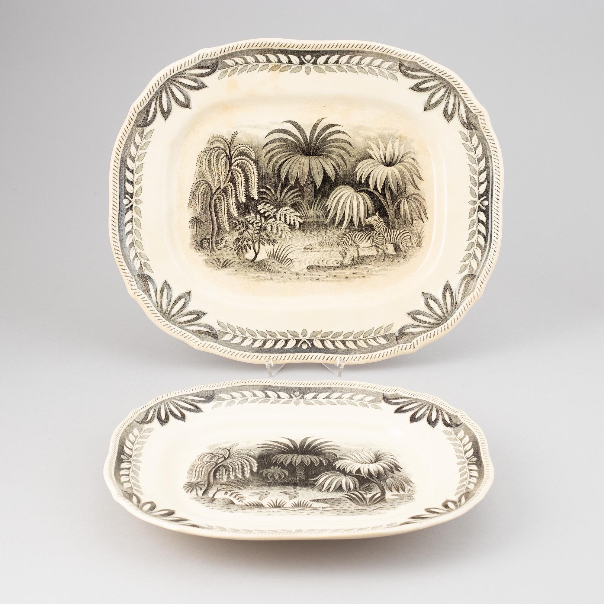 A 67 piece 'Exotica' creamware dinner service by Arthur Percy, Gefle.