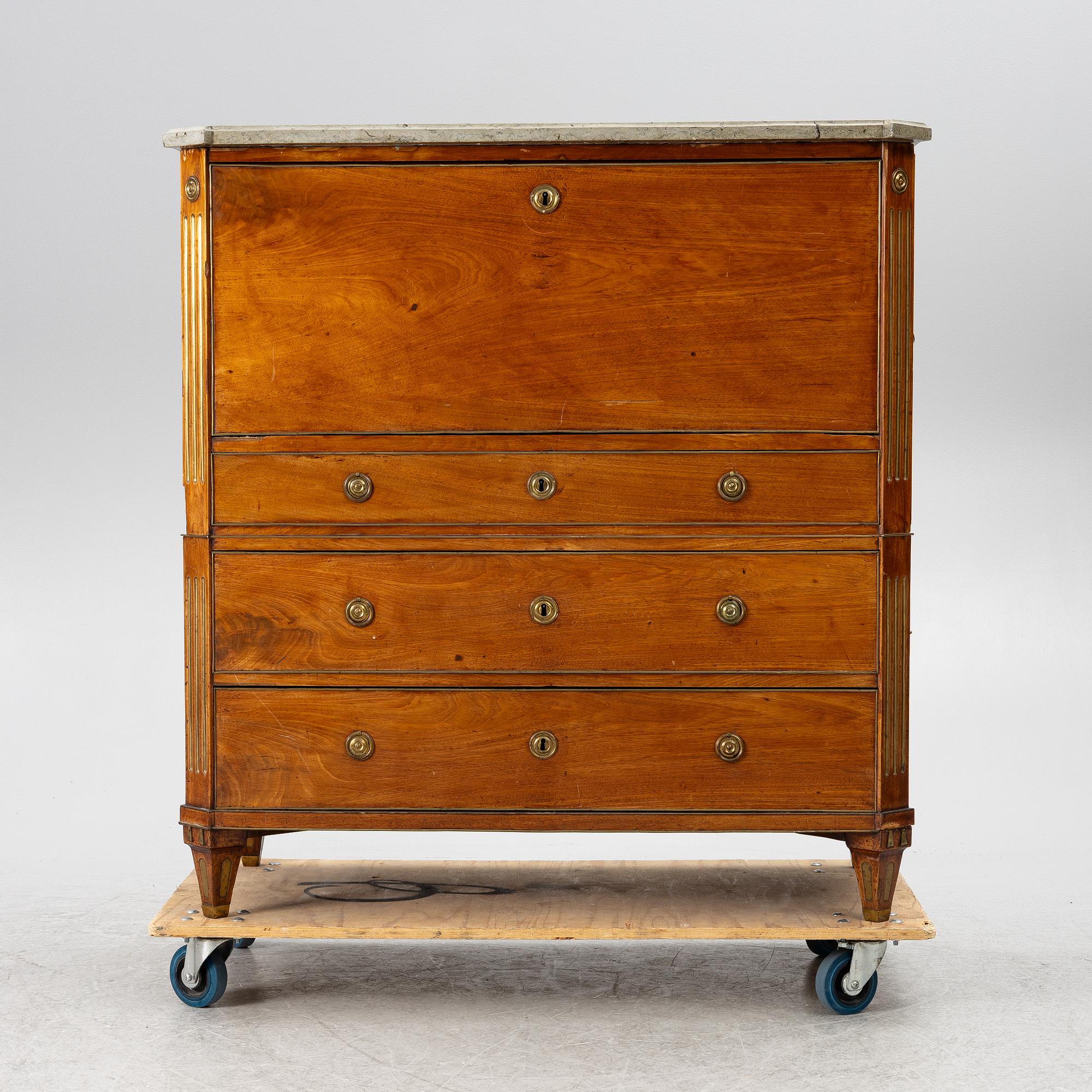 Secretary, late Gustavian, late 18th century, signed.